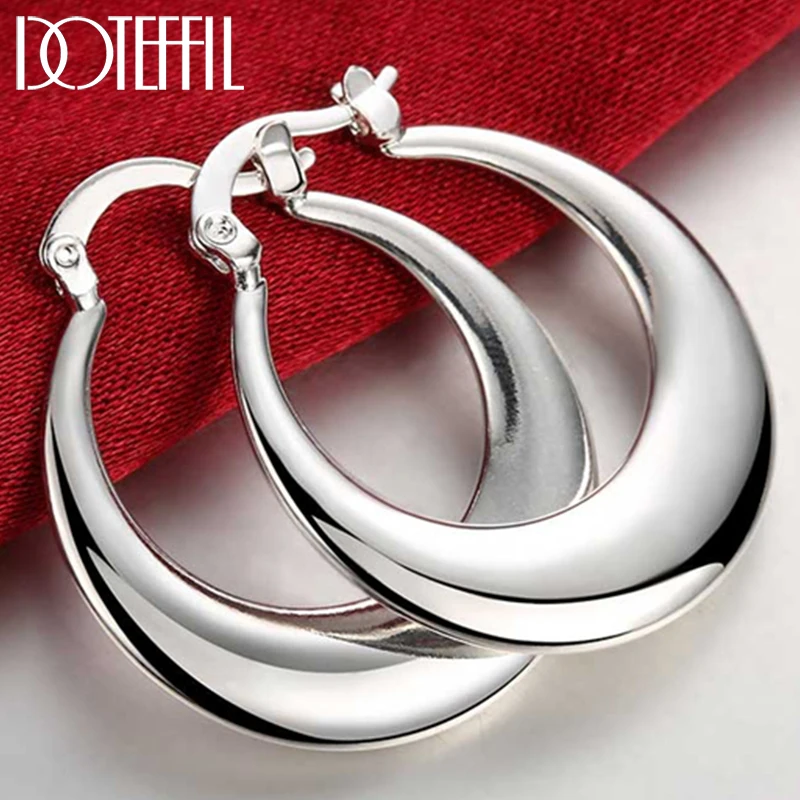 Top Trends: DOTEFFIL 925 Sterling Silver Circle Smooth U Shape Big Hoop Earrings For Women Wedding Engagement Jewelry Shoppable Styles