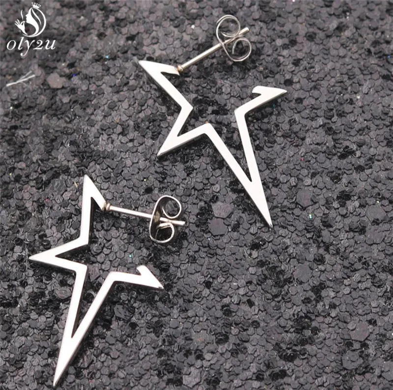 Top Trends: Oly2u Big Star Earrings Punk Stud Earrings Simplicity Stainless Steel Earrings For Women Jewelry 2024 Wholesale Oorbellen Shoppable Styles