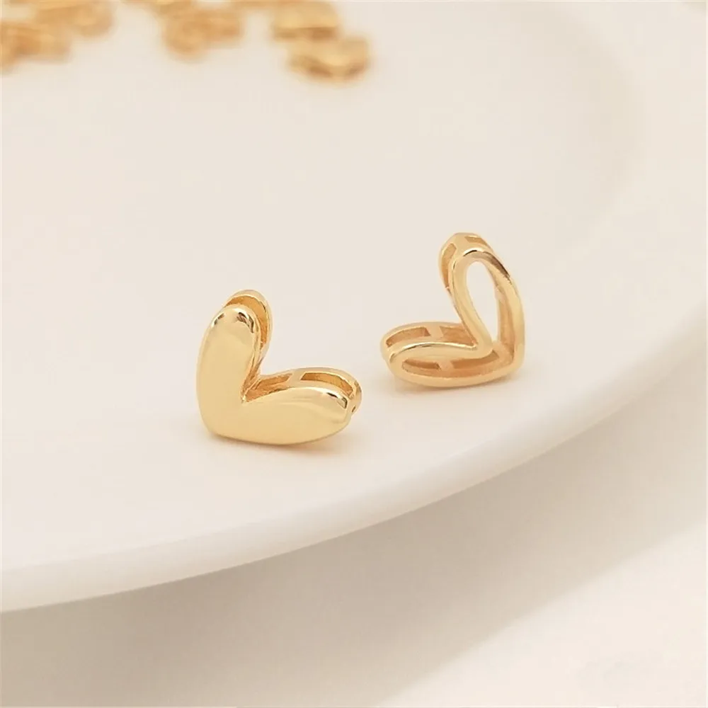 Top Trends: 14K Gold Plated Bright Heart Shape Pendant Hollow Heart Clavicle Chain Pendant DIY Necklace Ear Hanging Accessories Shoppable Styles