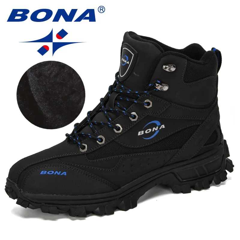 Top Trends: BONA New Designers Action Leather Shoes Climbing & Fishing Shoes Men Outdoor Shoes Man High Top Winter Boots Plush Comfy Shoppable Styles - Image 3