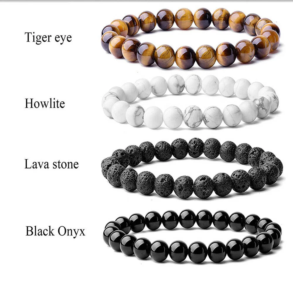 Top Trends: Beaded Bracelet 8mm Natural Stone Beads Black Onyx Lava Tiger Eye Agate Quartz Healing Energy For Women Men Yoga Chakra Jewelry Shoppable Styles