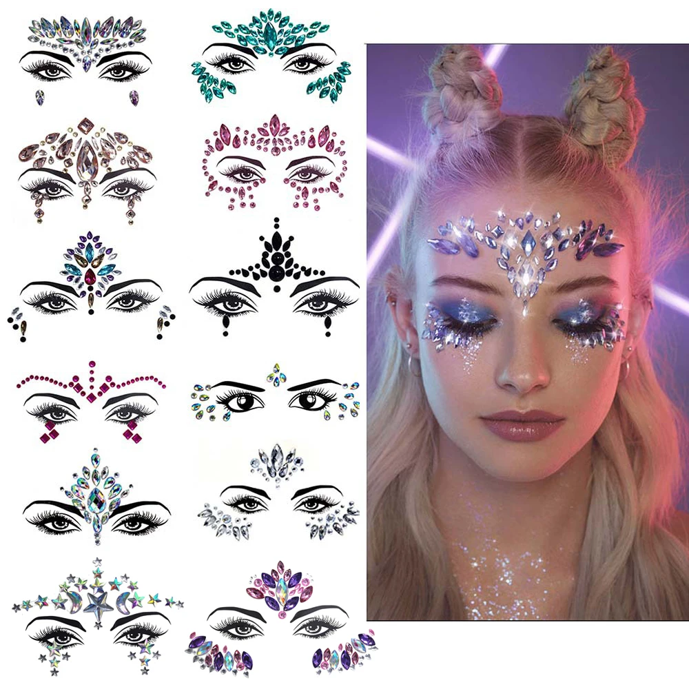 Top Trends: Masquerade Shiny Face Decoration 3D Crystal Sticker Music Festival Trendy Shiny Acrylic Drill Sticker Temporary Tattoo Sticker Shoppable Styles