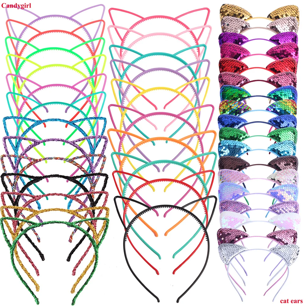 Top Trends: Candygirl Cat Ears Headbands For Kids Cute Crown Diamond Hair Bands For Girls Shiny Sequins Hairbands Gifts Hair Accessories Shoppable Styles