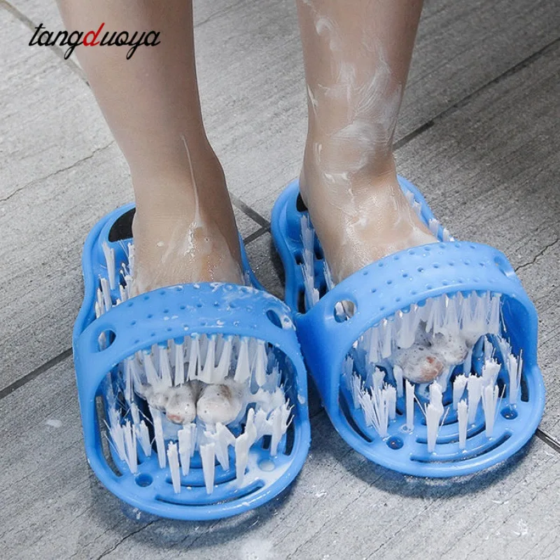 Top Trends: Plastic Bath Shoe Pumice Slippers Foot Scrubber Shower Brush Massager Slippers For Feet Spa Bathroom Products Foot Care Blue Shoppable Styles