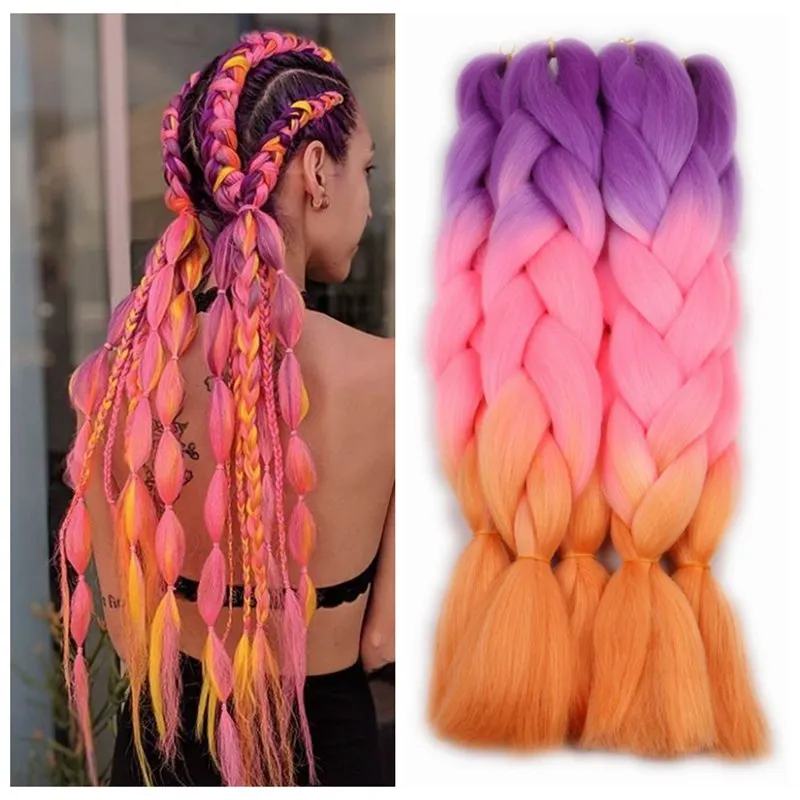 Top Trends: Desire For Hair 24inch 60cm Synthetic Hair Extensions Jumbo Braiding Hair Colorful Ombre Glowing Bling Bling Glitter 1 Pack / lot Shoppable Styles