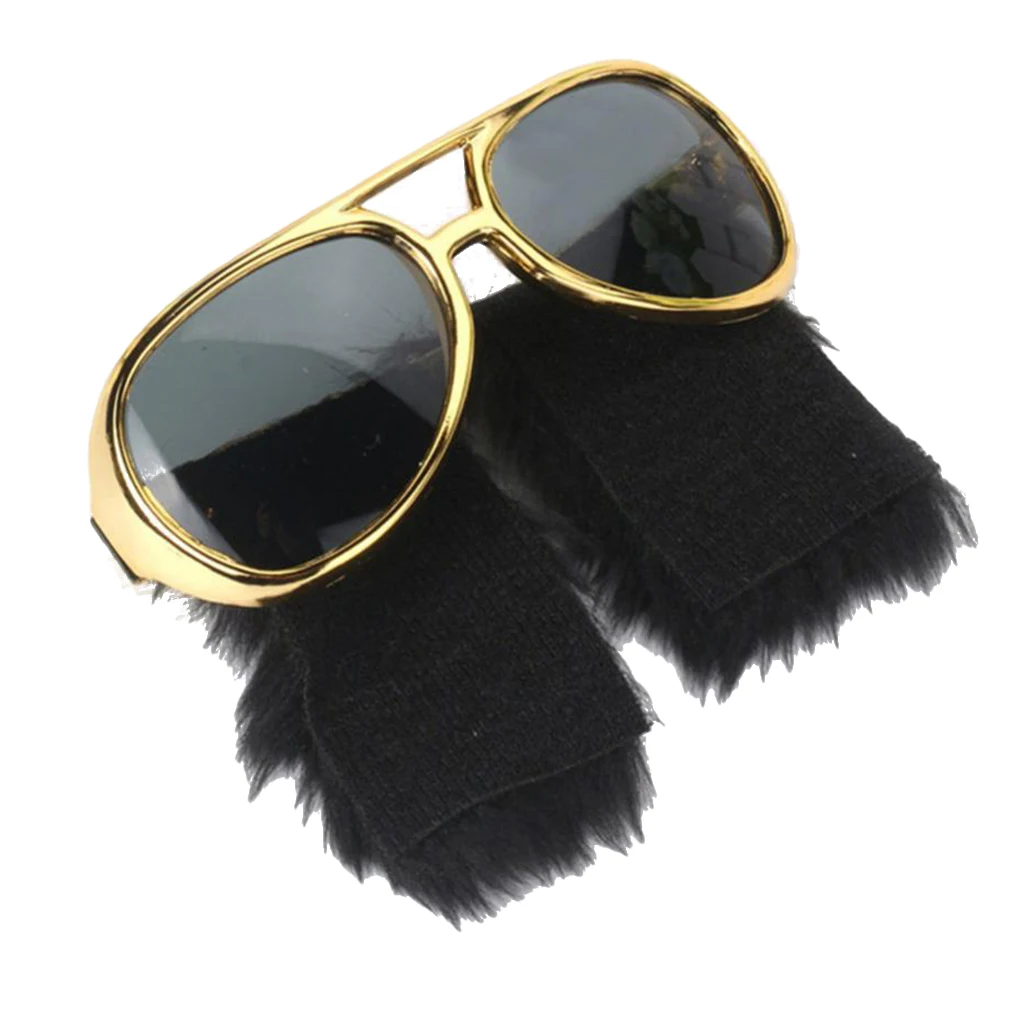 Top Trends: Novelty Gold Sunglasses Funny Beard Glasses 70s Disco Costume Presley Props Funny Disguise Glasses With Sideburns Party Favor Shoppable Styles