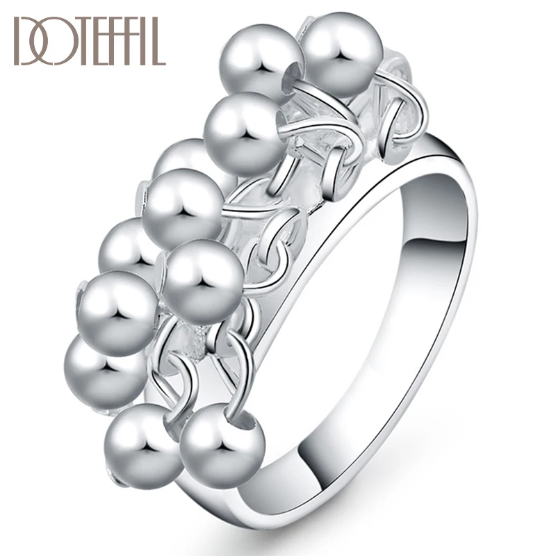 Top Trends: DOTEFFIL 925 Sterling Silver Smooth Grape Beads Ring For Women Fashion Wedding Engagement Party Gift Charm Jewelry Shoppable Styles