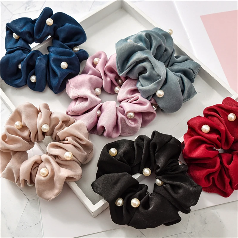 Top Trends: Donarsei 2023 New Fashion Pearl Hair Scrunchies Elastic Satin Round Hair Ring Rubber Band Horsetail Holder Shoppable Styles