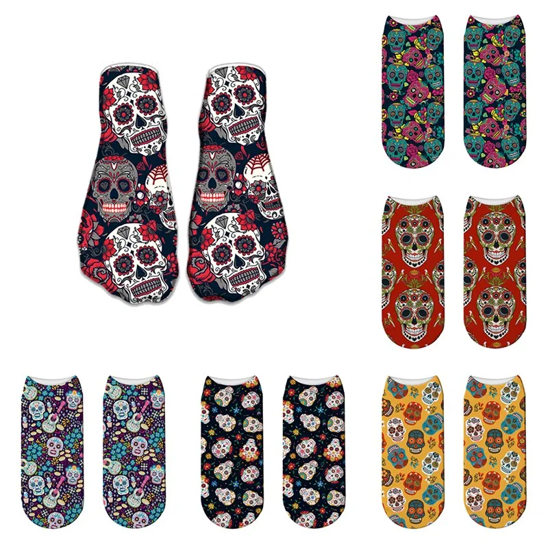 Top Trends: 3D Cool Skull Printed Socks For Unisex Women Fashion Funny Low Ankle Socks Harajuku Comfortable Short Socks For Female Shoppable Styles