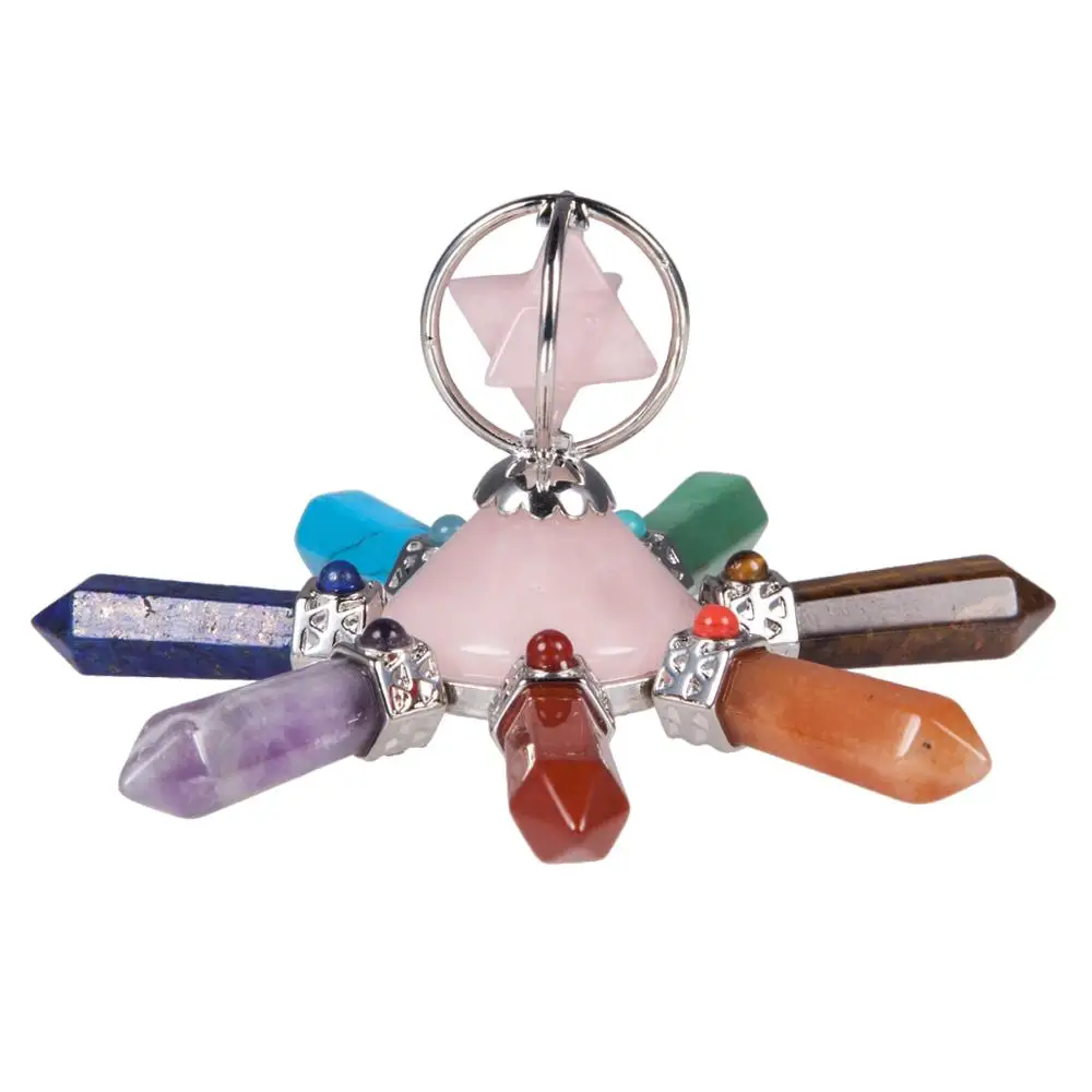 Top Trends: TUMBEELLUWA Healing 7 Chakra Crystal Merkaba Star Pyramid Conical Generator Reiki Stone Point Hexagonal Prism 7 Direction Shoppable Styles