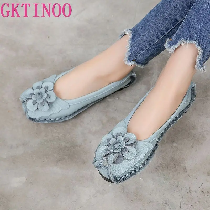 Top Trends: GKTINOO 2024 Soft Genuine Leather Flat Shoes Women Flats With Flowers Ladies Shoes Women Designers Loafers Slip On Shoppable Styles