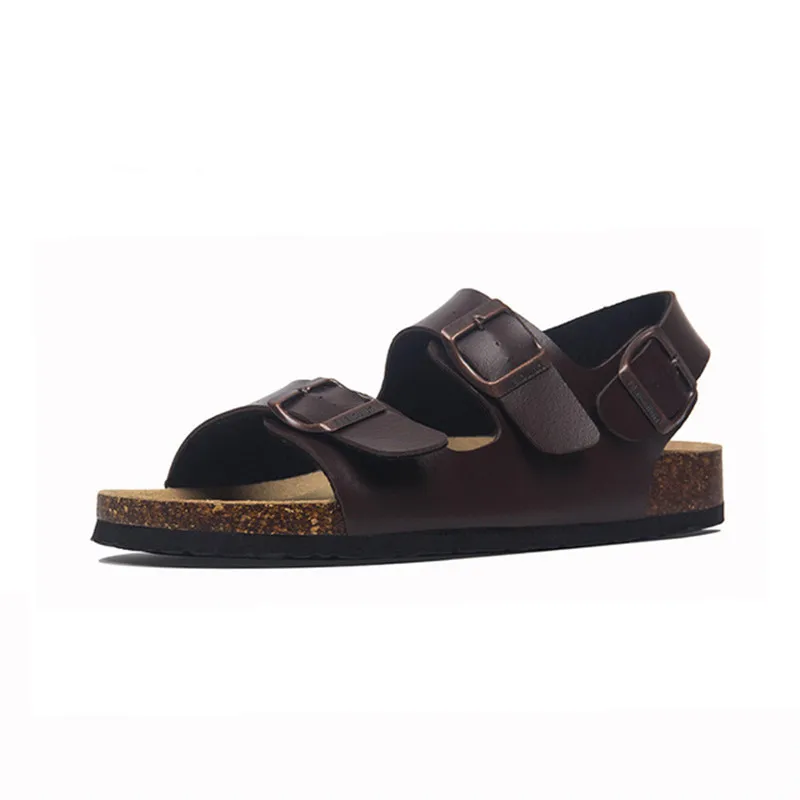 Top Trends: 2024 New Summer Beach Cork Sandals Men Casual Outside Non-slip Black White Brown Double Buckle Sandalias Shoe Plus Size 35-43 44 Shoppable Styles