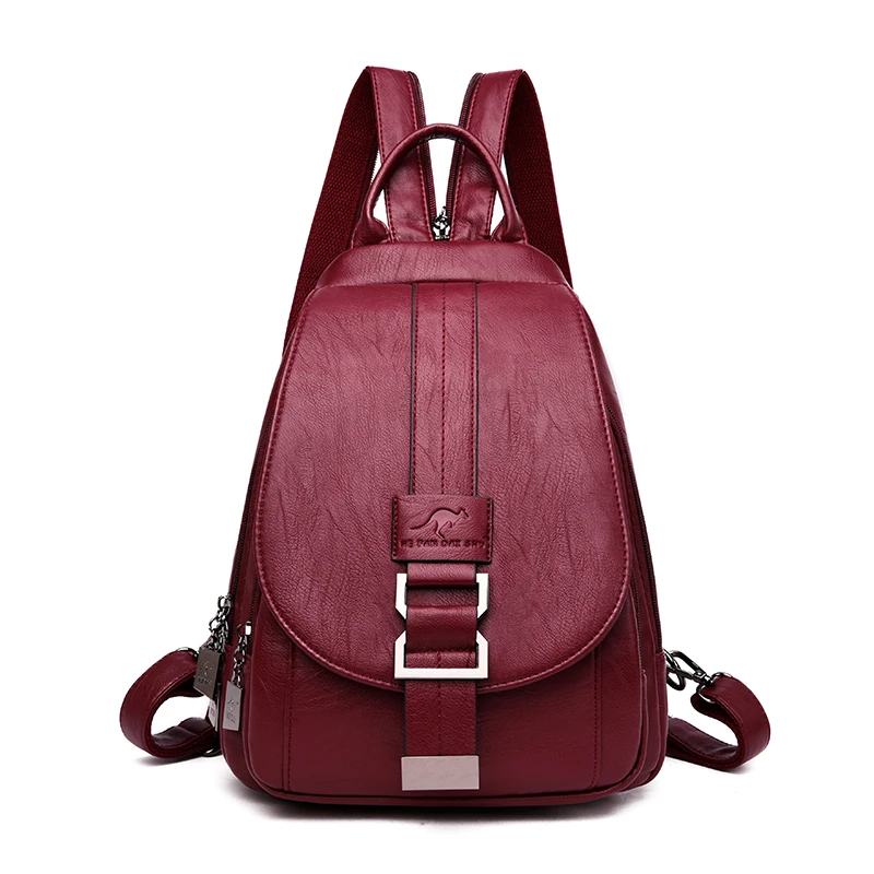 Top Trends: Women Backpack Soft Leather Shoulder Bags For Women Multi-Function Bagpack Female Preppy School Backpacks For Teenage Girls Shoppable Styles