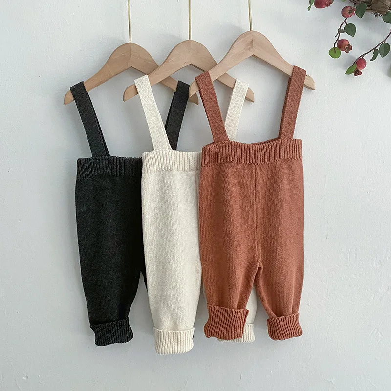 Top Trends: Newborn Trousers Knitting Cotton Leggings For Baby Girl Overalls Infant Boys Strap Pants 3 Colors Autumn Spring New PP Pants Shoppable Styles