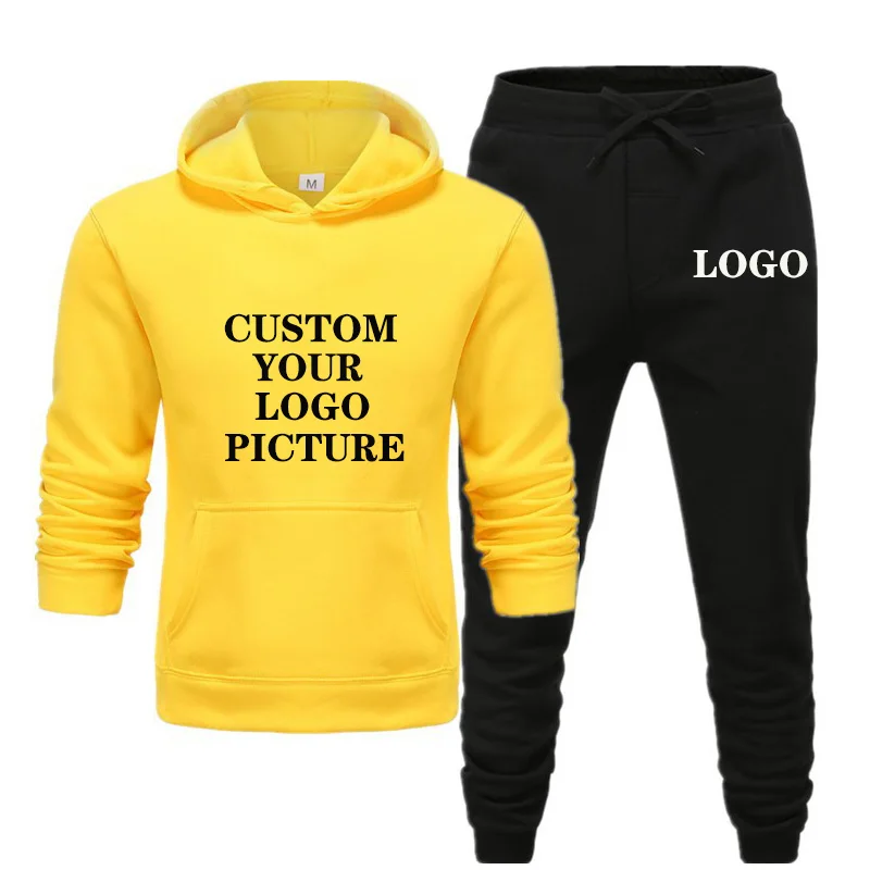 Top Trends: New Brand Men Tracksuit Autumn Winter Jogging Sportswear Fahion Printed Hoodies Pants Set Customized Your Logo Picture Shoppable Styles