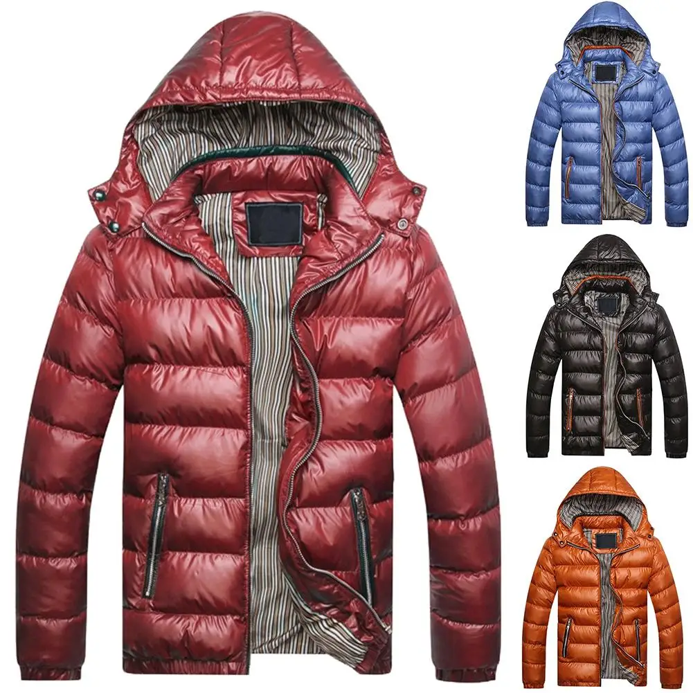 Top Trends: HOT SALES！！！New Arrival Winter Men Solid Color Hooded Long Sleeve Zip Up Pocket Down Jacket Quilted Coat Wholesale Dropshipping Shoppable Styles