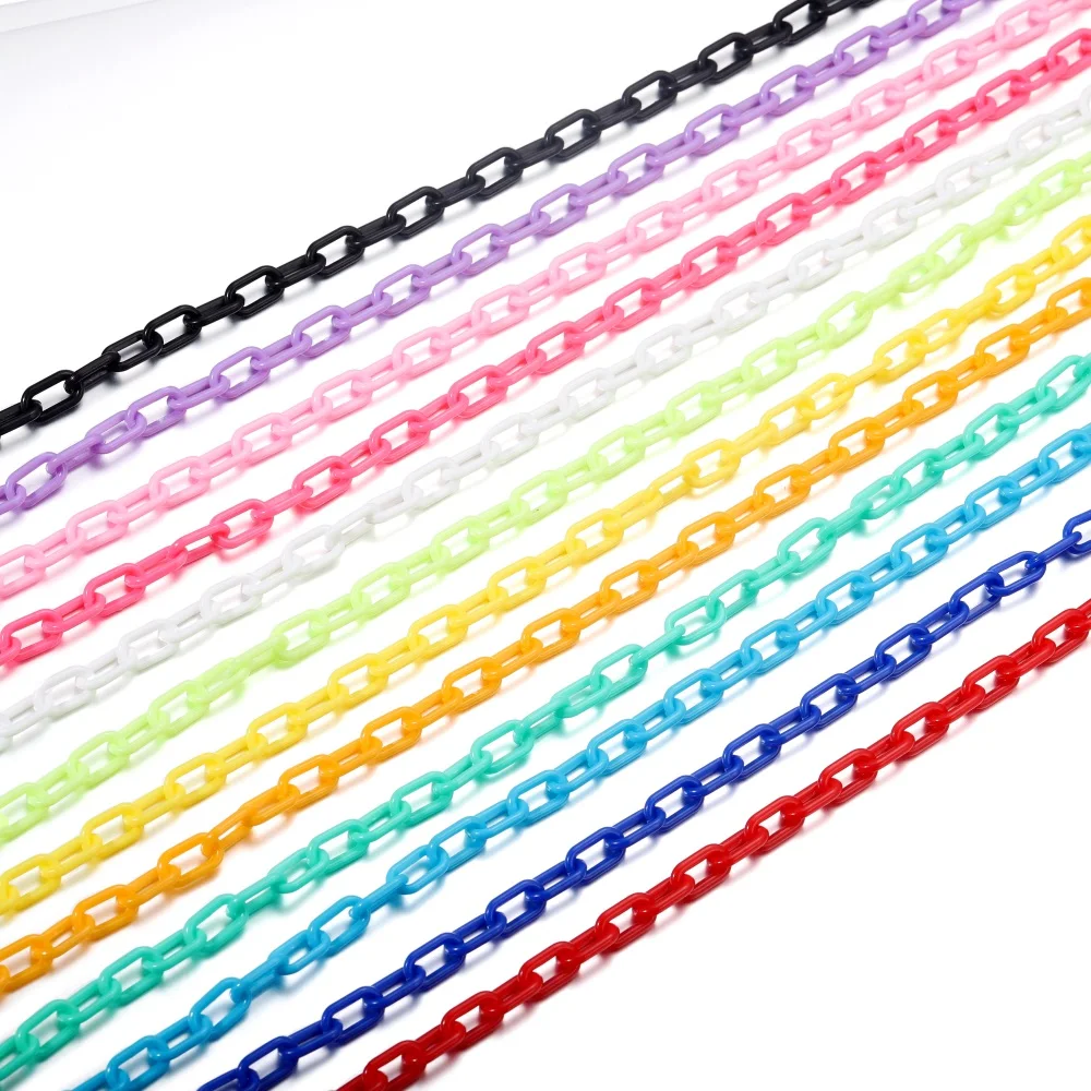 Top Trends: 10Pcs 50cm Colorful Plastic Square Link Chain Lobster Clasp Keychains For Necklace Bracelet DIY Making Chain Links Accessories Shoppable Styles