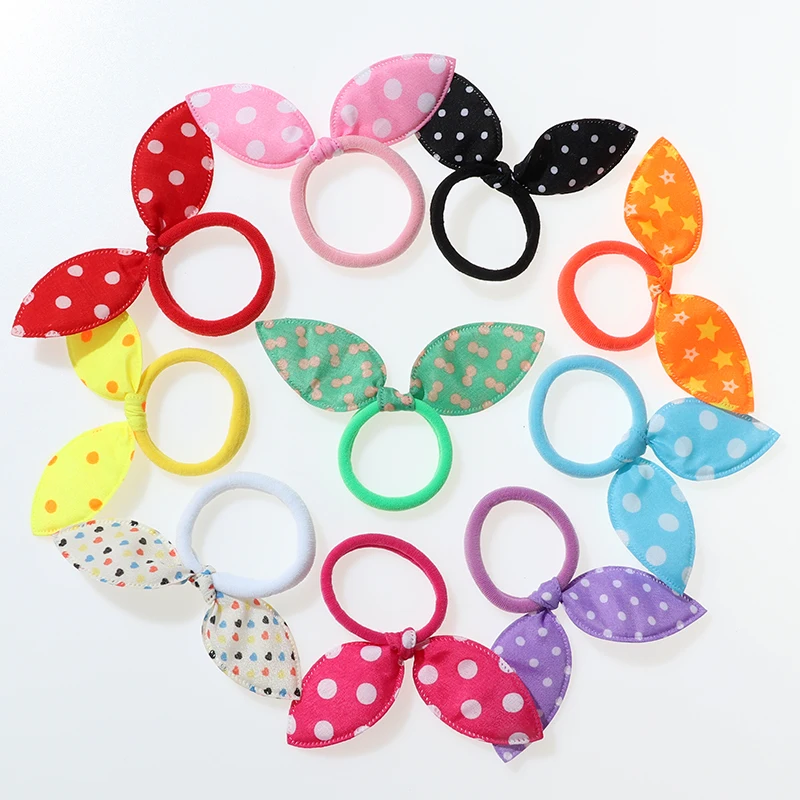 Top Trends: 10Pcs Rabbit Ear Hair Ring Girl Cute Rubber Band Elastic Hair Bands Baby Headwear Korean Children Hair Accessories Ornaments Shoppable Styles