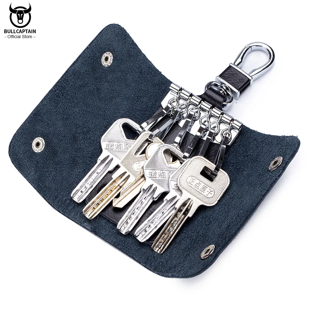 Top Trends: BULLCAPTAIN Cow Leather Men Women Key Bag Small Business Kay Case Man Housekeepers Fashion Decorative Bags High Quality Keychain Shoppable Styles