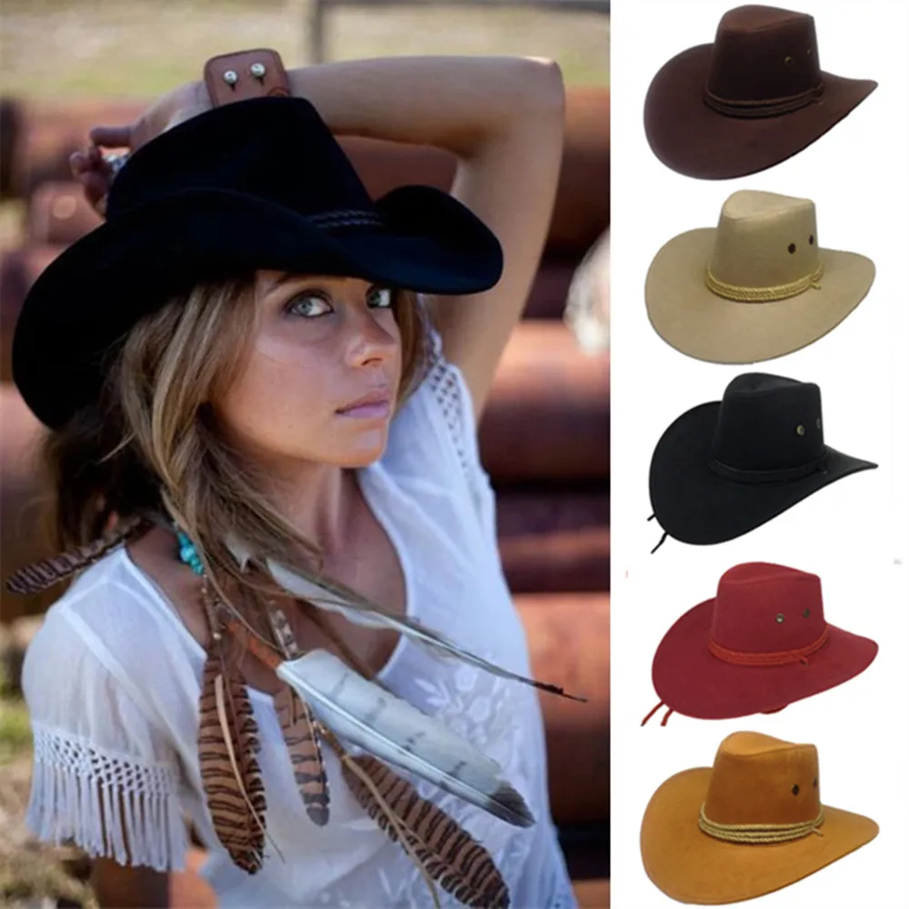 Top Trends: Cowboy Hat Caps For Men Country Women&#039;s Hat Faux Leather Sunhat Wild Brim Panama Hat Visor Hats Sombrero De Vaquero Occidental Shoppable Styles