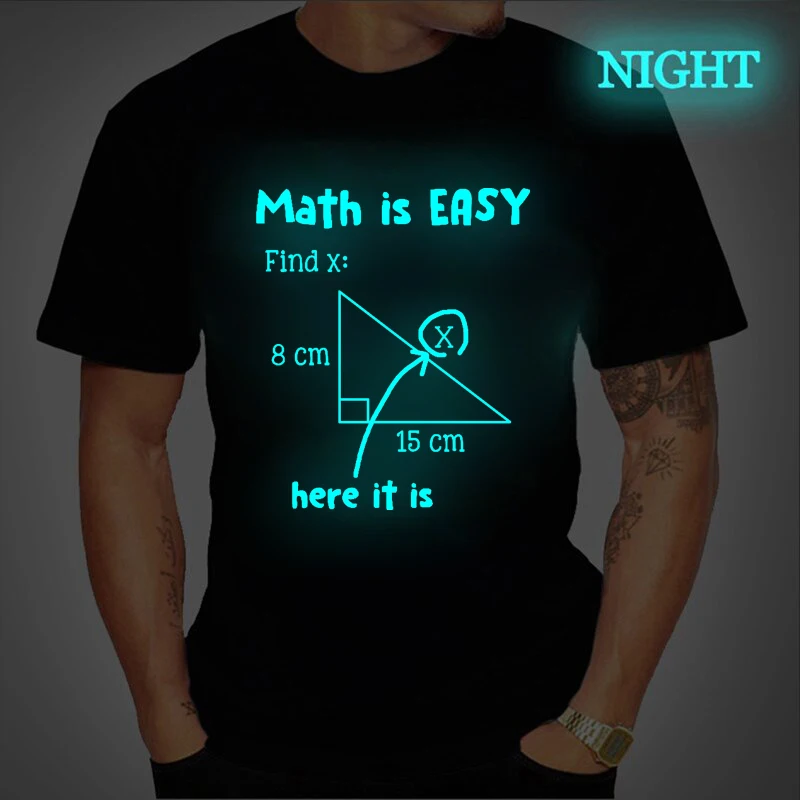 Top Trends: Men T Shirt Math Is Easy Here It Is Funny Math Teacher Student Letters Male T Shirt Summer Luminous Tees Streetwear T-shirt Shoppable Styles