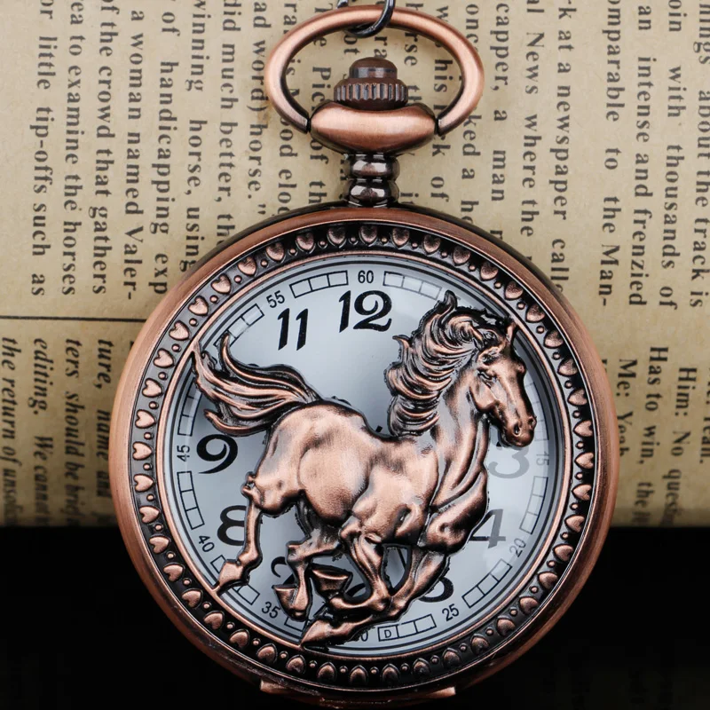 Top Trends: Hollow Running Golden Horse Quartz Pocket Watch Necklace Men Women Gifts With Fob Chain Shoppable Styles