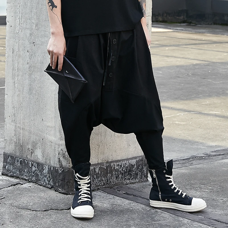 Top Trends: Men's Nine Split Pants Spring And Autumn New Trend Harun Pants Men Loose Yamamoto Black Hanging Crotch Pants Men's Pants Shoppable Styles