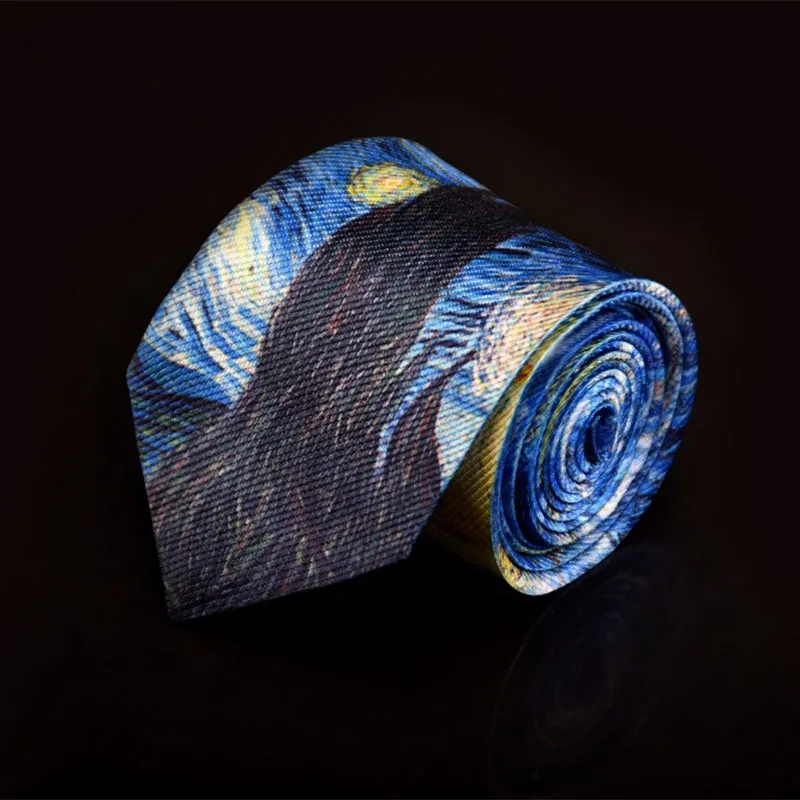 Top Trends: Starry Night Printed Neckties 8cm Famous Oils Painting Men Ties Party Gifts Festival Business Appointment Shirt Accessories Ties Shoppable Styles - Image 4