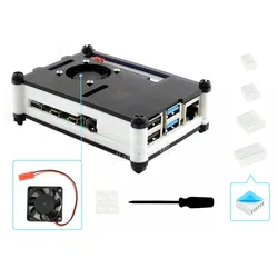 Black/White Acrylic Case for Raspberry Pi 4 Model B with Cooling Fan  Heat