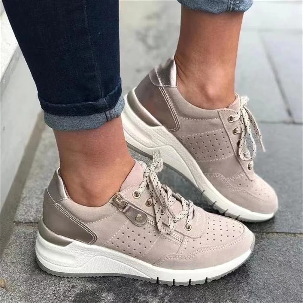 Top Trends: New Woman Vulcanize Shoes 2024 Spring Fashion Flower Ladies Wedge Lace Up Casual Shoes 35-43 Large-Sized Female Sneakers Shoppable Styles - Image 3