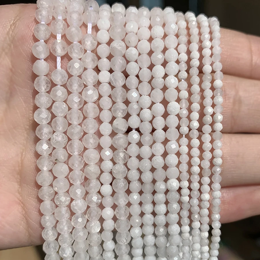 Top Trends: AA+ Natural White Moonstone Faceted Loose Beads For Jewelry Making DIY Christmas Gift Bracelets 15&#039;&#039; Tiny Stone Bead 2 / 3 / 4mm Shoppable Styles