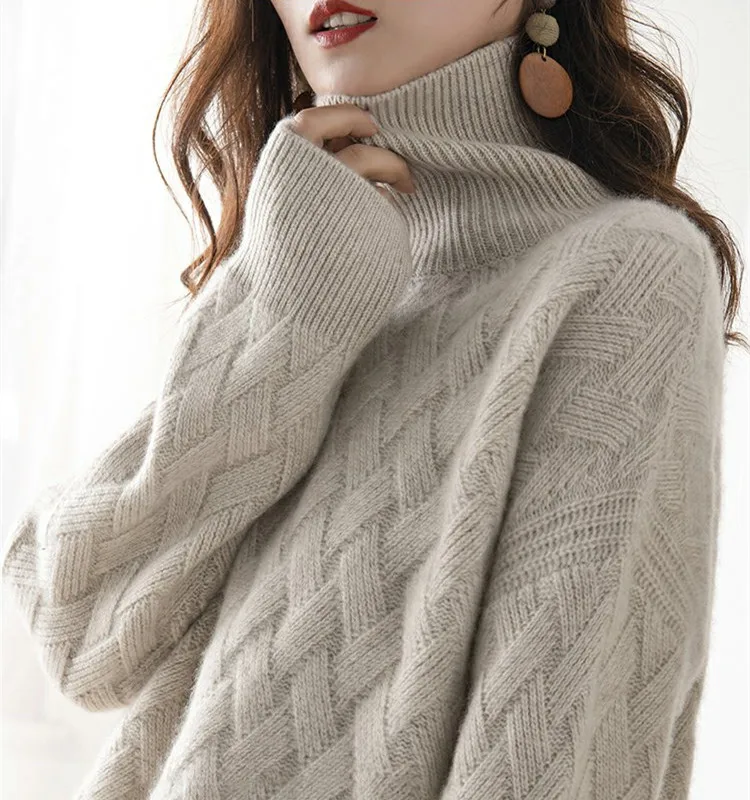 Top Trends: Autumn And Winter Turtleneck Cashmere Sweater Woman 2021 New Style Languid Breeze Loose Thick Pullover Underlay Wool Sweater Shoppable Styles