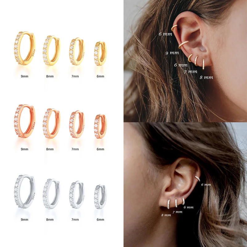 Top Trends: Silver 925 1 Pair Women Small Hoops Earring Piercing Ear Cartilage Tragus Simple Thin Circle Anti-allergic Ear Buckle Shoppable Styles - Image 2