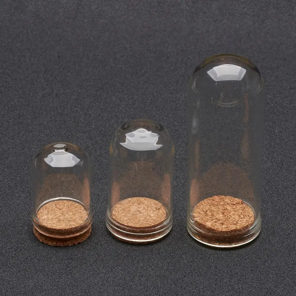 Top Trends: 100pcs Clear Glass Dome Cloche Cover Bell Jar With Cork Base For Jewelry Beads Container Dried Flower Display Decoration Shoppable Styles