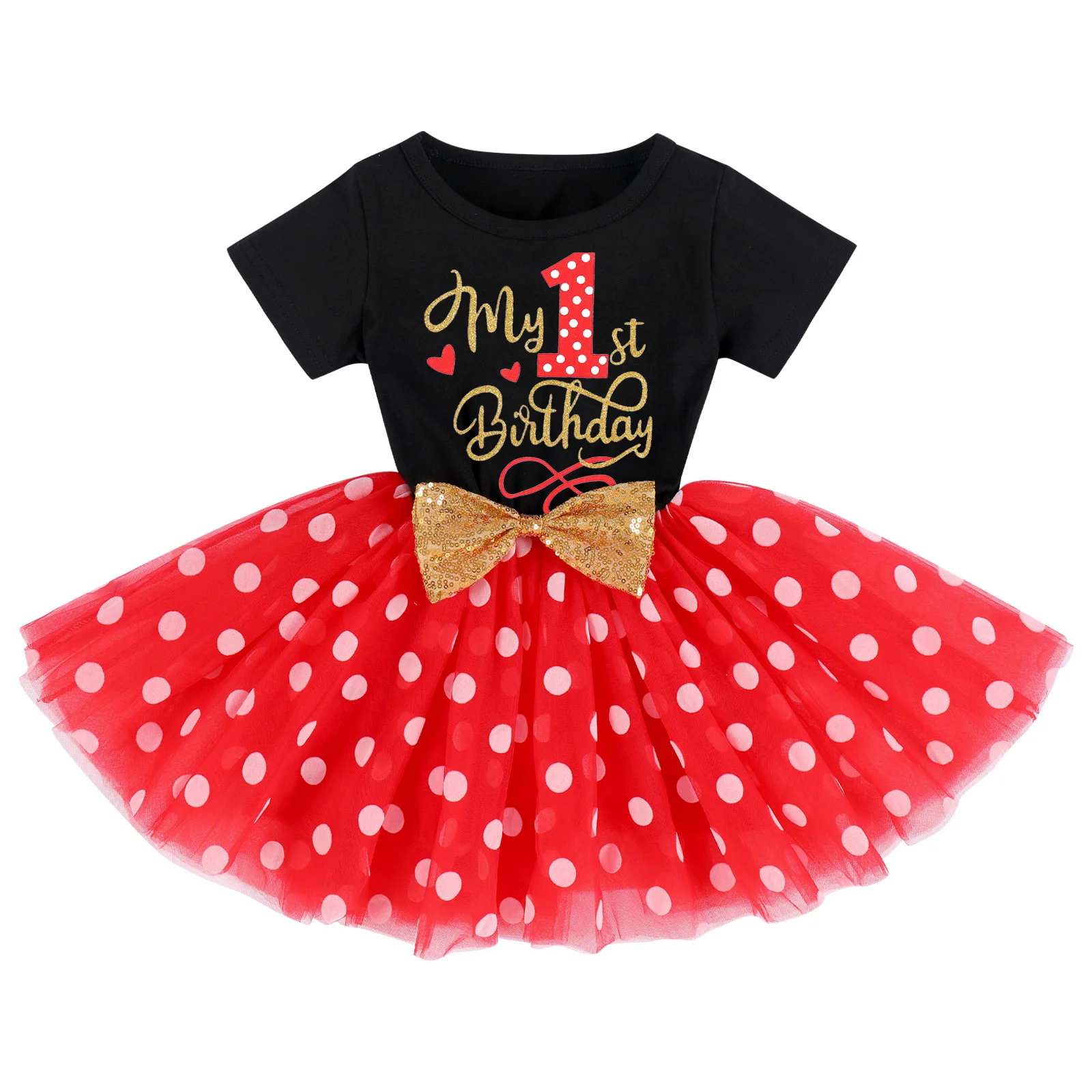 Top Trends: 1-2Y Birthday Party Dress Polka Dot Cake Crush Dress With Special Letters Print And Glittering Sequin Bowknot Photography Props Shoppable Styles