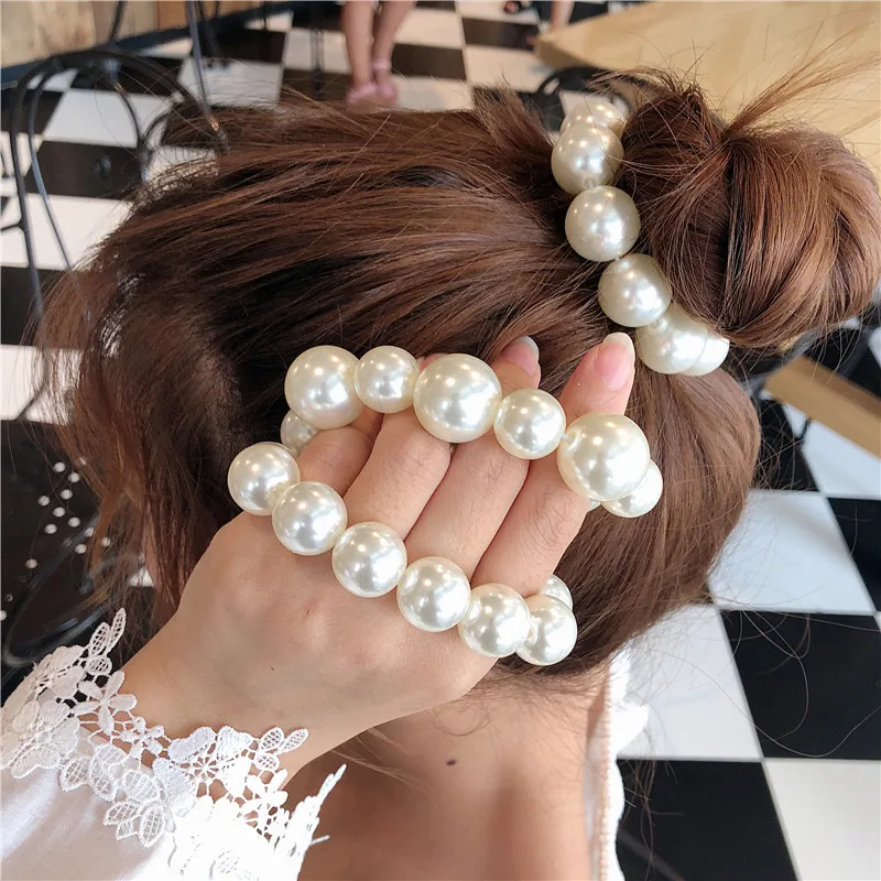 Top Trends: Ruoshui Woman Big Pearl Hair Ties Fashion Korean Style Hairband Scrunchies Girls Ponytail Holders Rubber Band Hair Accessories Shoppable Styles