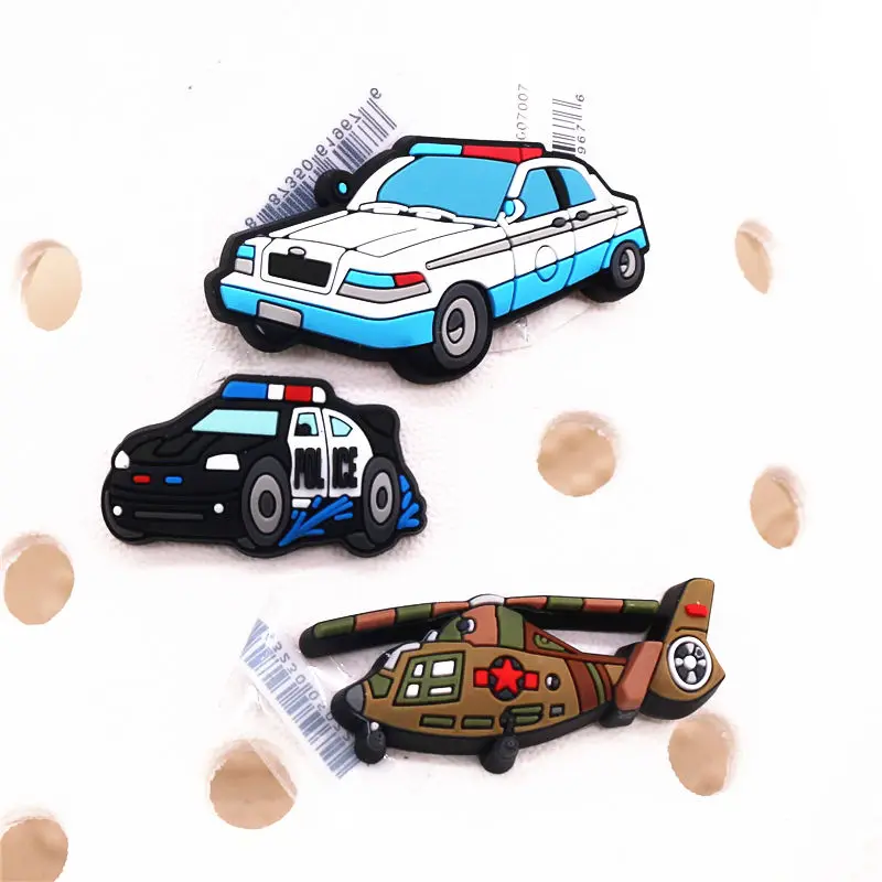 Top Trends: Original Luxury Police Car Shoe Accessories Charms Armed Helicopter Shoe Buckle Decoration For Kids X-mas Party Gifts Shoppable Styles