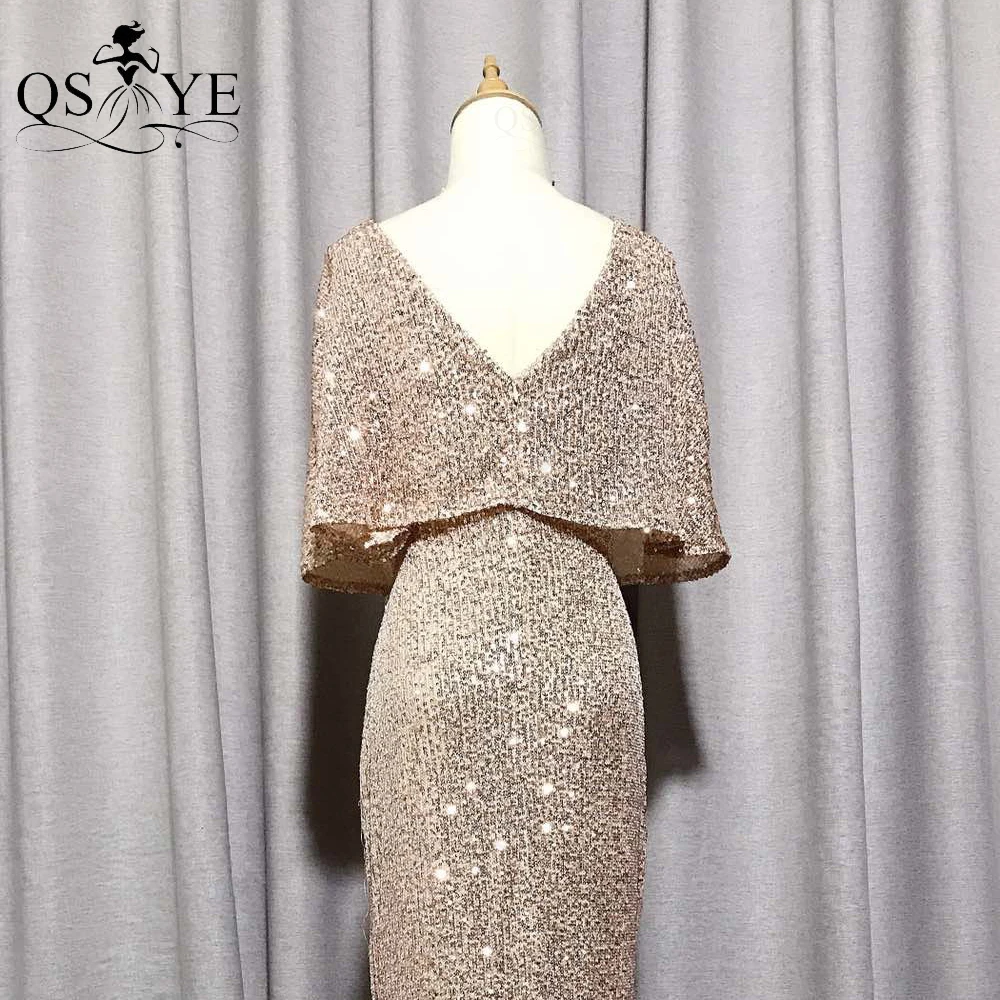 Top Trends: QSYYE Golden Evening Dresses Mermaid Short Sleeves Sexy V Neck Evening Gown Elegant Glitter Bat Sleeves Formal Party Dress Shoppable Styles - Image 4