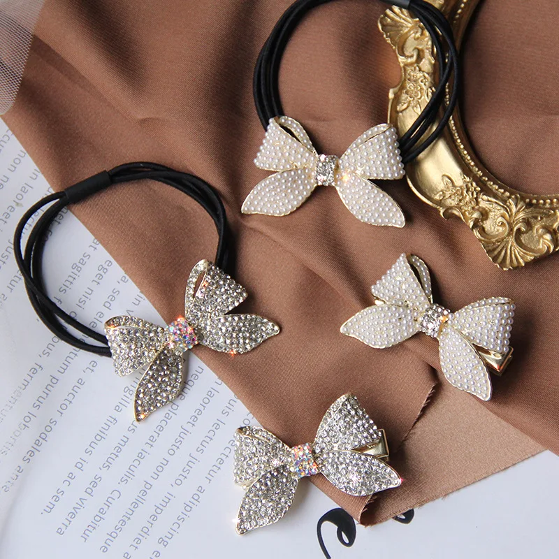 Top Trends: 2021 Hot Sale Korean Rhinestone Elegant Scrunchies Women Girls Elastic Hair Rubber Band Accessories Tie Hair Ring Rope Headdress Shoppable Styles