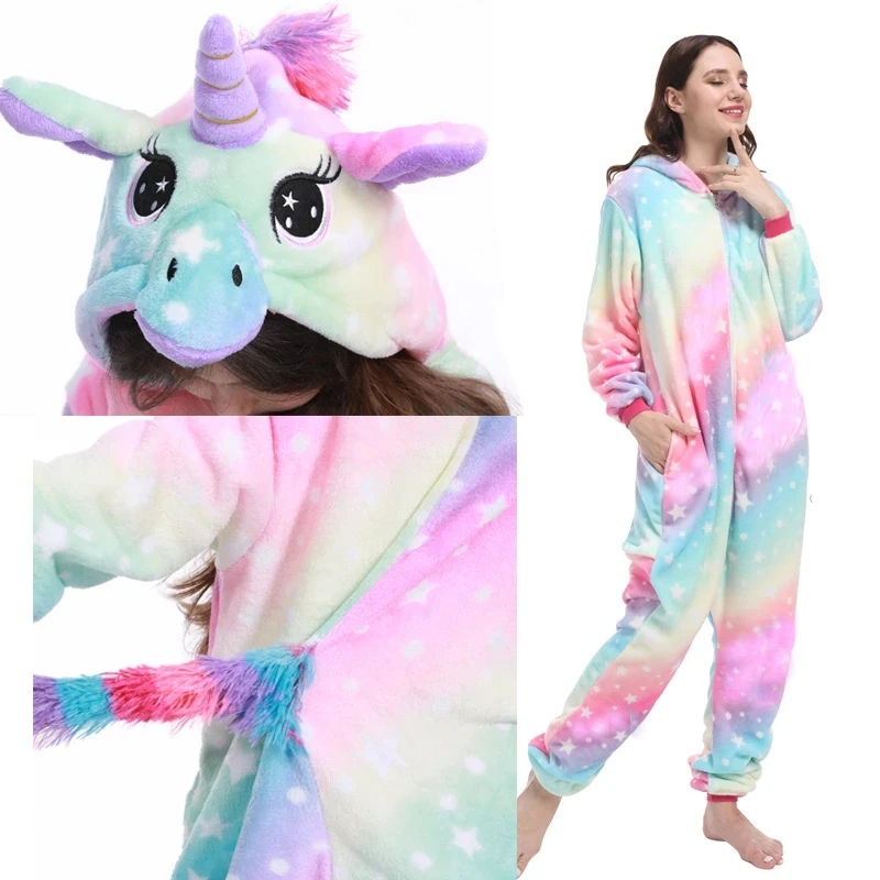 Top Trends: Animal Onesies Winter Flannel Family Matching Pajamas For Kids And Adult Unicorn Sleepwear Pyjamas Boys Girls Homewear Jumpsuit Shoppable Styles