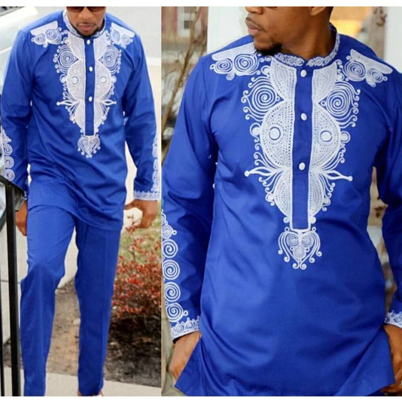 Top Trends: H&amp;D Dashiki Mens Top Pant 2 Pieces Outfit Set African Men Clothes 2022 Riche African Clothing For Men Dashiki Shirt With Trouser Shoppable Styles