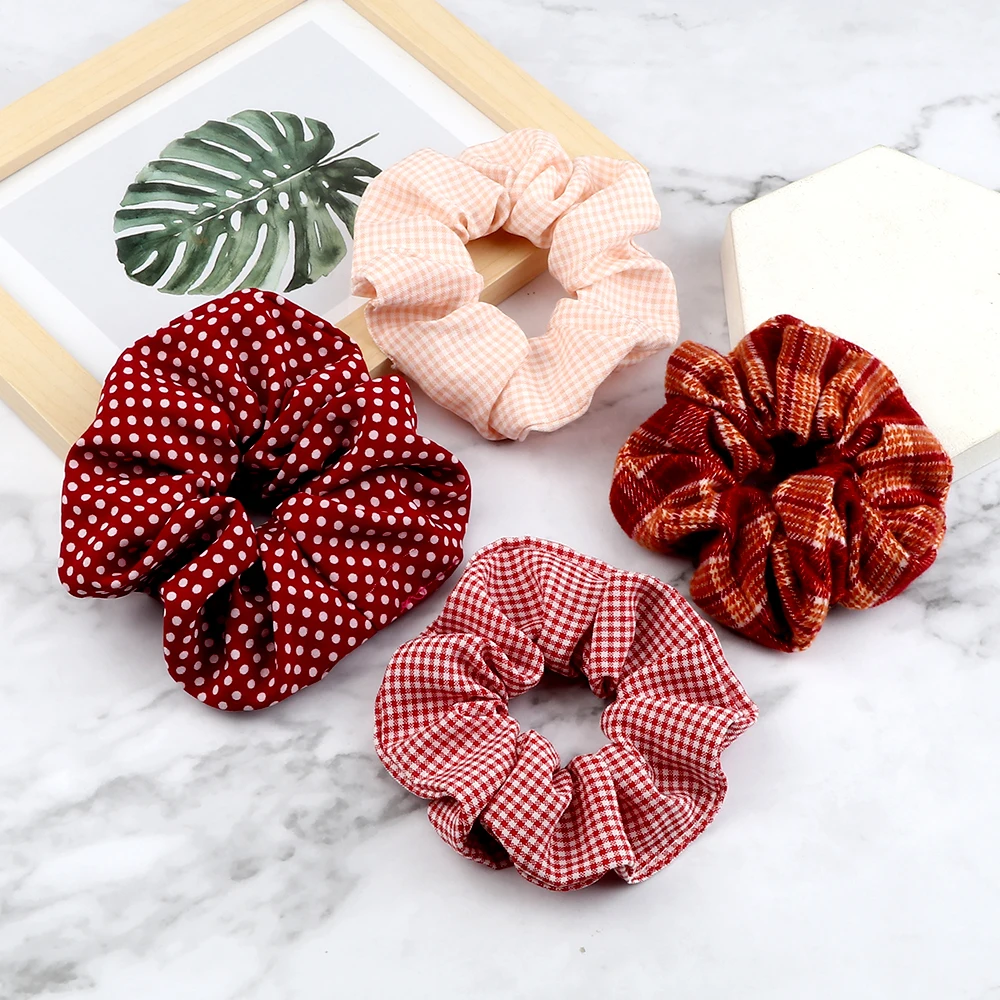 Top Trends: 5Pcs / Lot Girl Pink Red Hair Band Accessories Fashion Large Hair Ties Solid Color Elastic Scrunchies For Women Ponytail Hairstyle Shoppable Styles - Image 5