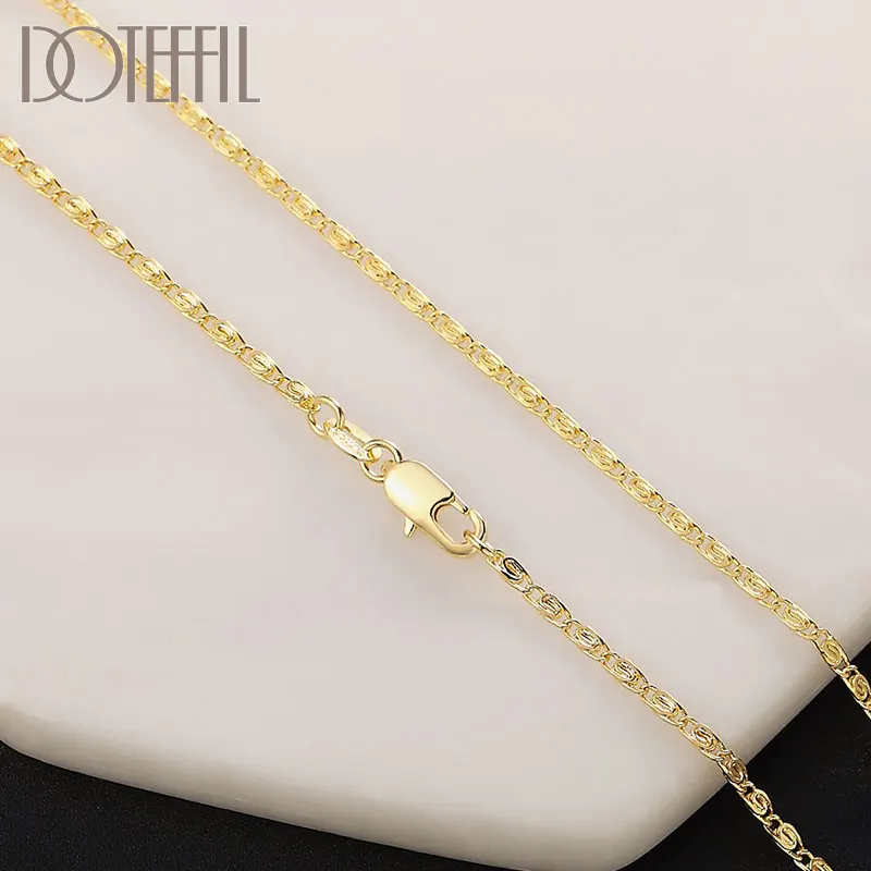 Top Trends: DOTEFFIL 925 Sterling Silver 16 / 18 / 20 / 22 / 24 Inch Gold 2MM Chain Necklace For Women Man Fashion Wedding Gift Jewelry Shoppable Styles