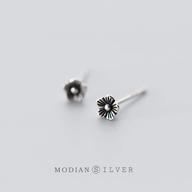 Top Trends: Modian Small Vintage Silver Stud Earrings For Women 925 Sterling Silver Studs Ear Fine Jewelry Accessories Prevent Allergy Shoppable Styles