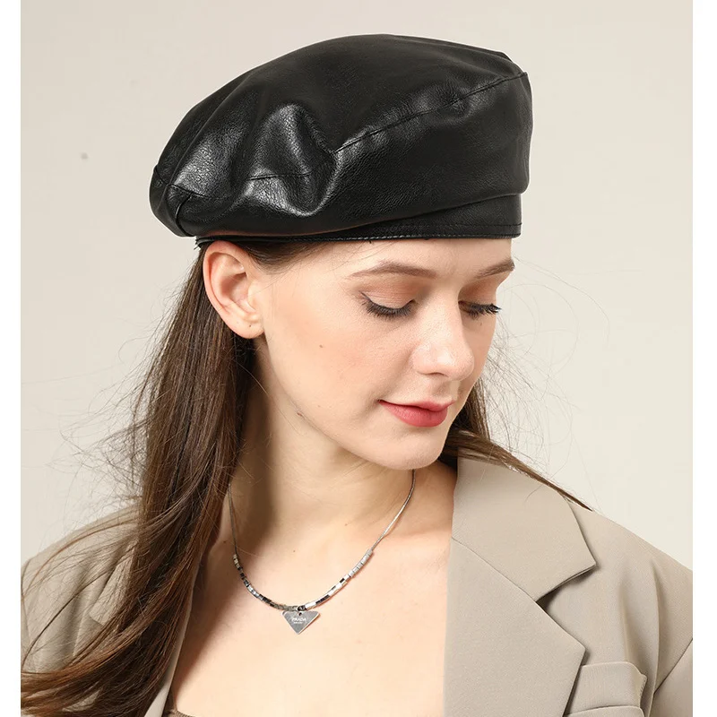 Top Trends: New Men Women Beret Hat Leather Beret Caps Unisex Bucket Hats Caps Berets Beanies Shoppable Styles - Image 3