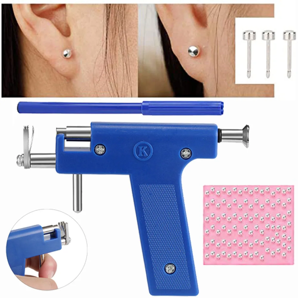 Top Trends: Professional Ear Piercing Gun Tool Set 98pcs Ear Studs Steel Ear Nose Navel Body Piercing Gun Unit Tool Kit Safety Pierce Tool Shoppable Styles