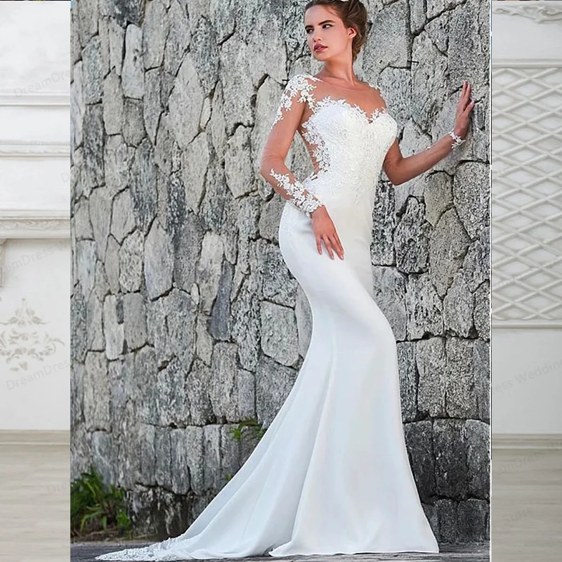 Top Trends: Elegant V-Neck Mermaid Wedding Dress For Women 2024 Long Sleeve Appliques Lace Court Train Backless Bridal Gown Vestido De Noiva Shoppable Styles