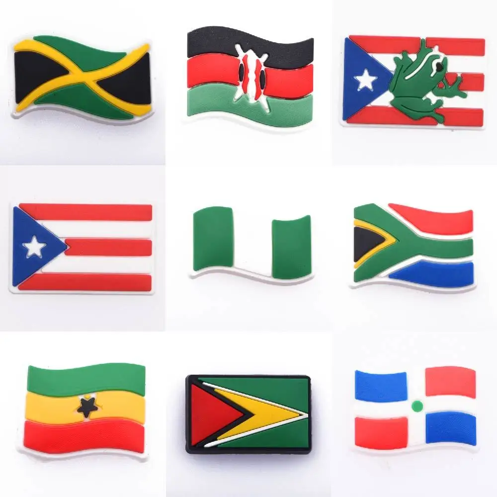 Top Trends: Hot Sale 1 Pcs PVC Croc Shoe Charms National Flag Shoes Decorations Africa Country Accessories Nigeria South Africa Cuba Mexico Shoppable Styles