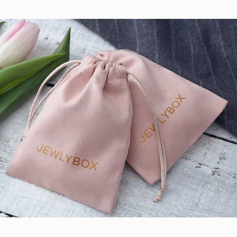 Top Trends: 100 Personalized Logo Print Drawstring Bags Velvet Jewelry Packaging Pouches Chic Wedding Favor Bags Pink Flannel Cosmetic Bags Shoppable Styles