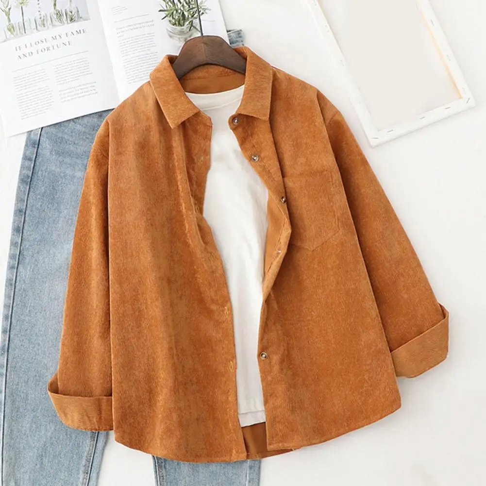 Top Trends: Women Shirt Turn-down Collar Long Sleeve Solid Color Autumn Winter Loose Blouse Coat For Daily Wear Women's Clothing 2021 Shoppable Styles